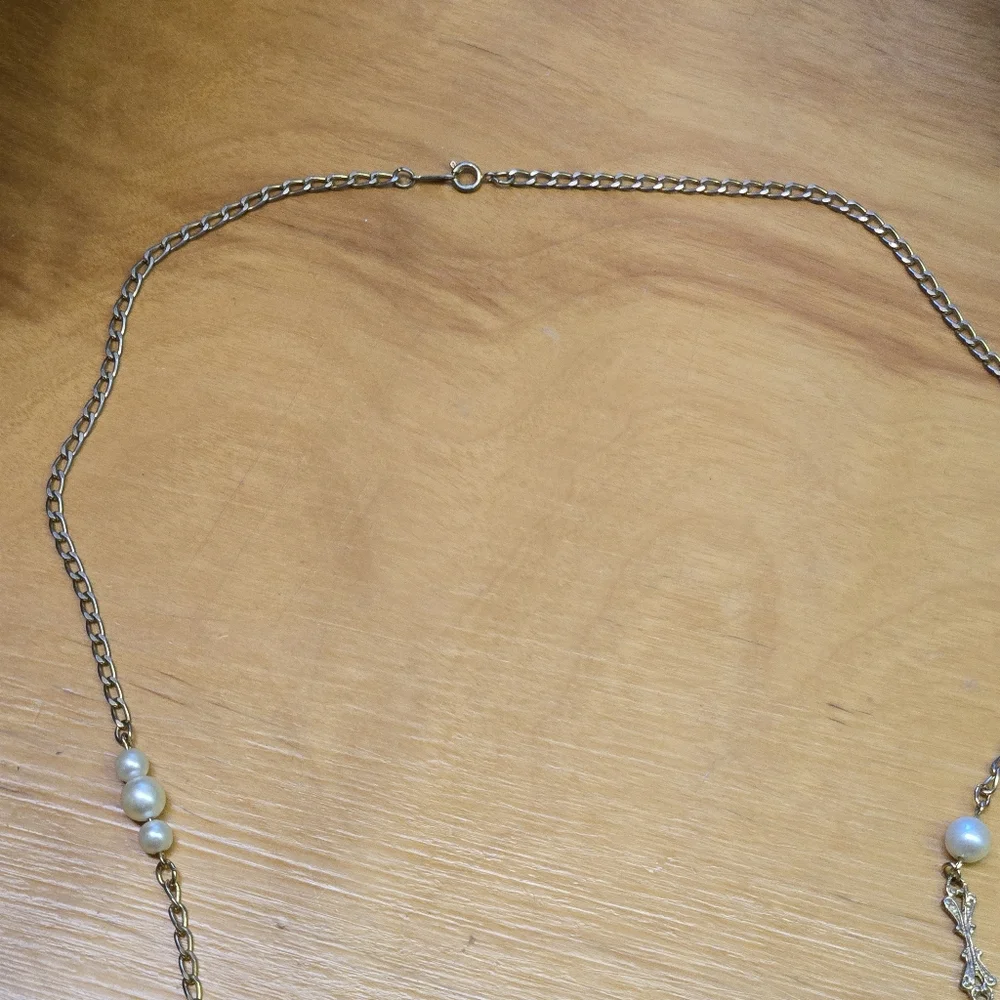 Vintage faux pearl long necklace